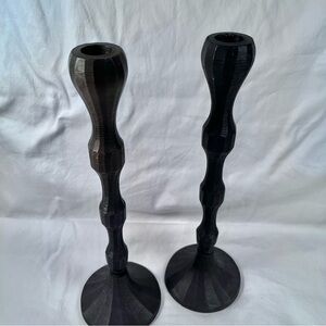 Anthropologie black metal candlestick pair